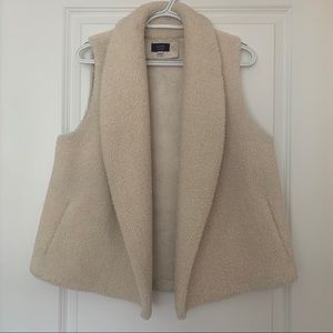 White Shearling Anthropologie Furry Vest